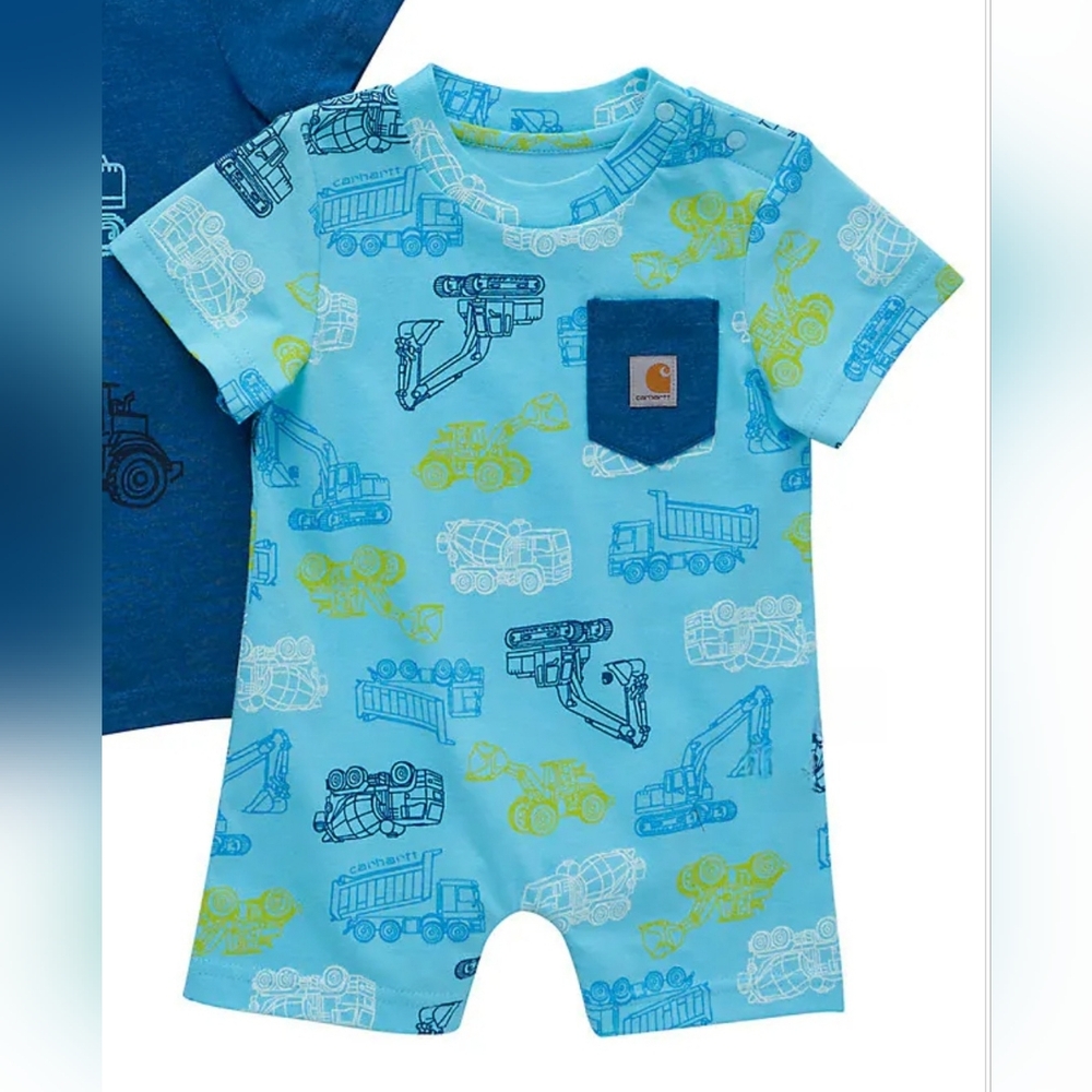 Carhartt Boys Short Sleeve Romper, Construction Pattern